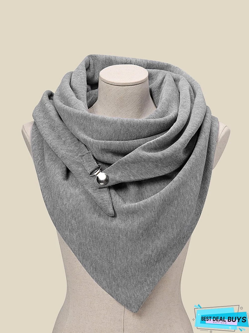 Grey Casual Solid Cotton Scarves