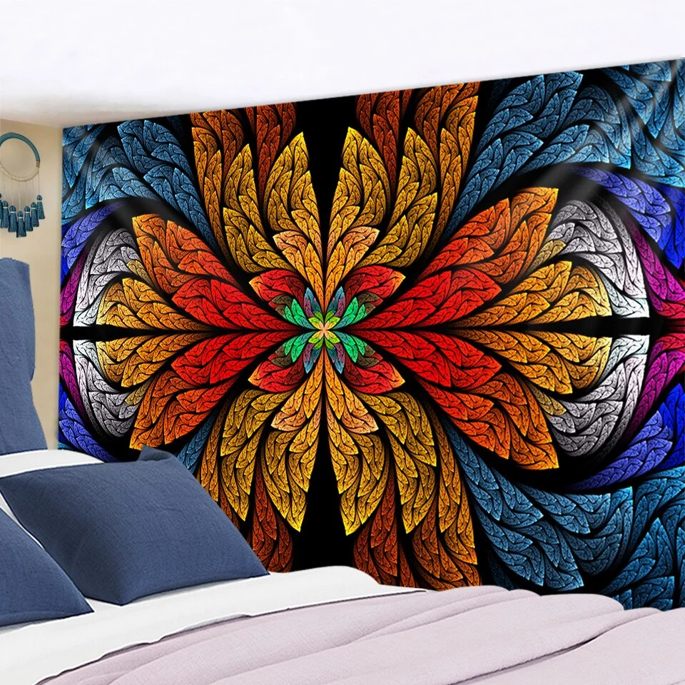 Indian Wall Hanging Tissu Boheme Mandala Tapestry 3D Jade Home Decor Living Room Background Wall Carpet Cloth Hippie Blanket