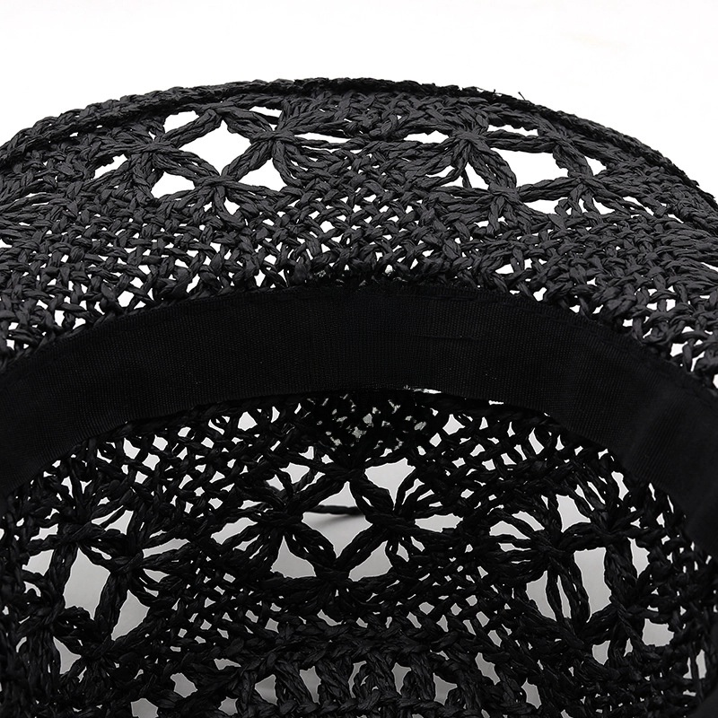 Women’s Basic Solid Color Wide Eaves Straw Hat