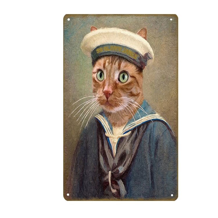 Navy Cat - Vintage Tin Signs/Wooden Signs - 7.9x11.8in & 11.8x15.7in
