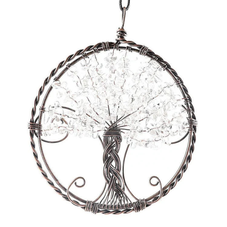 Healing Crystal Jewelry Tree of Life Wire Wrapped Pendant