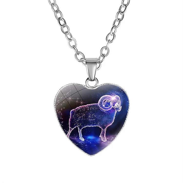 New Accessories Women's 12 Constellation Heart Pendant Necklace 12 Constellation Pendant Valentine's Choker Jewelry Gift_ viptrois