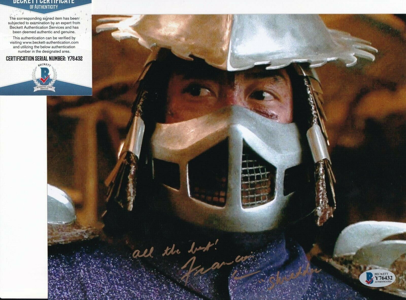 FRANCOIS CHAU signed (TEENAGE MUTANT NINJA TURTLES) Shredder 8X10 BECKETT Y76432