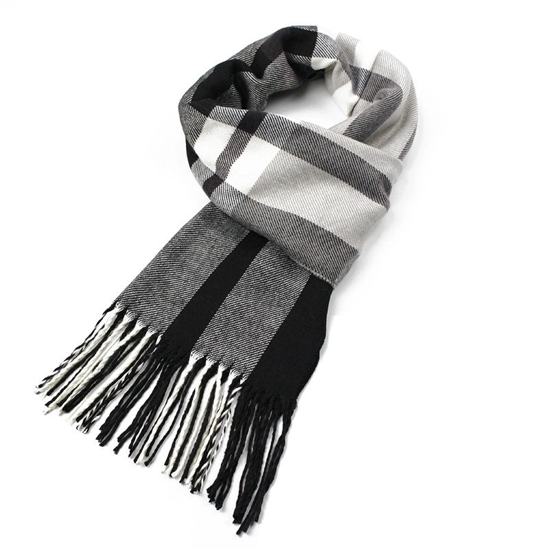 New Autumn And Winter Imitation Cashmere Student Men’s Business Casual Brushed Thick British Plaid Scarf Long Men’s Scarf