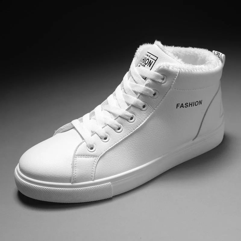 2021 New White High Top Winter Sneakers Women Boots Warm Fur Sport Platform Snow Shoes Woman Unisex basket femme Big Size 35-44