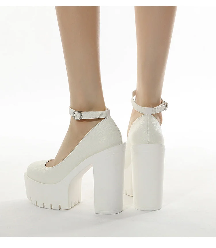  2022 New Spring And Autumn Leisure High Heels Sexy Stage Banquet Thick Heels Platform Black And White Size 35-42 Women's Shoes