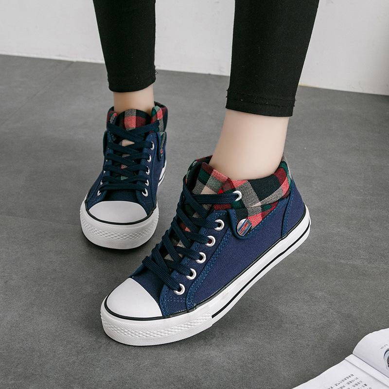 Mature Ladies Flat Mid-to-high Canvas Shoes