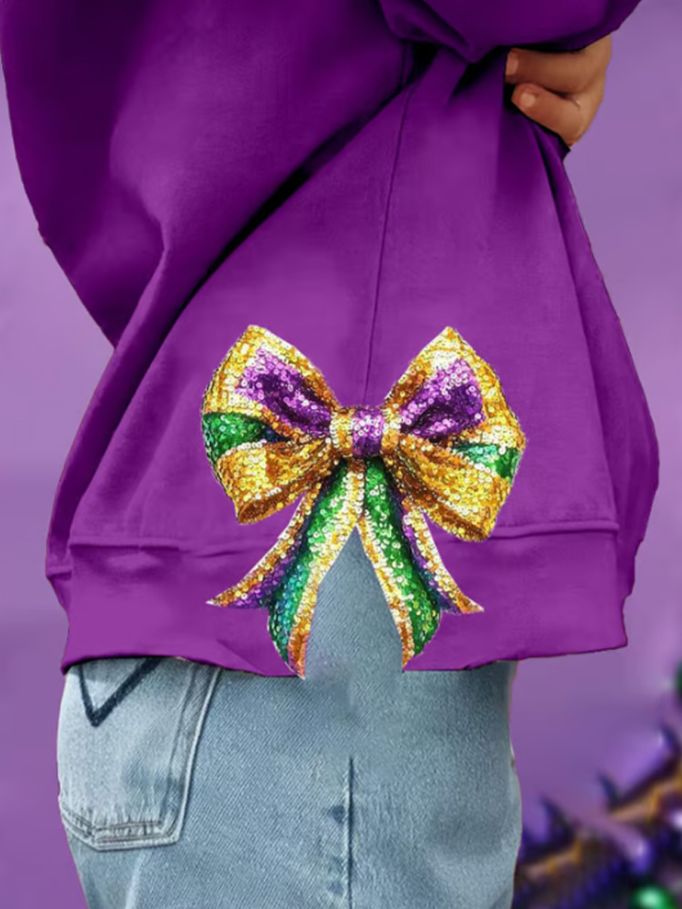 Comstylish Women's Carnival Slit Bow Sweatshirt 1