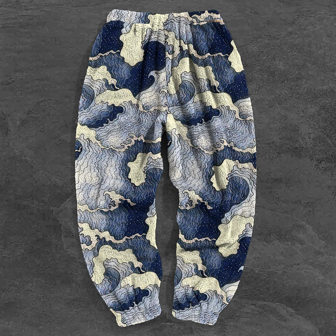Fashion Retro Casual Plush Dove Print Trousers