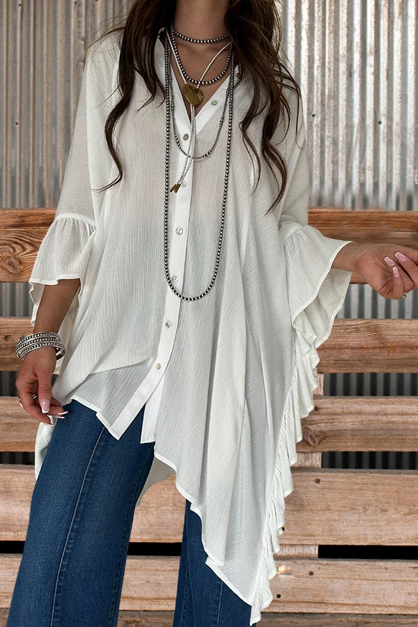 Beautiful Ruffle Collard Tunic