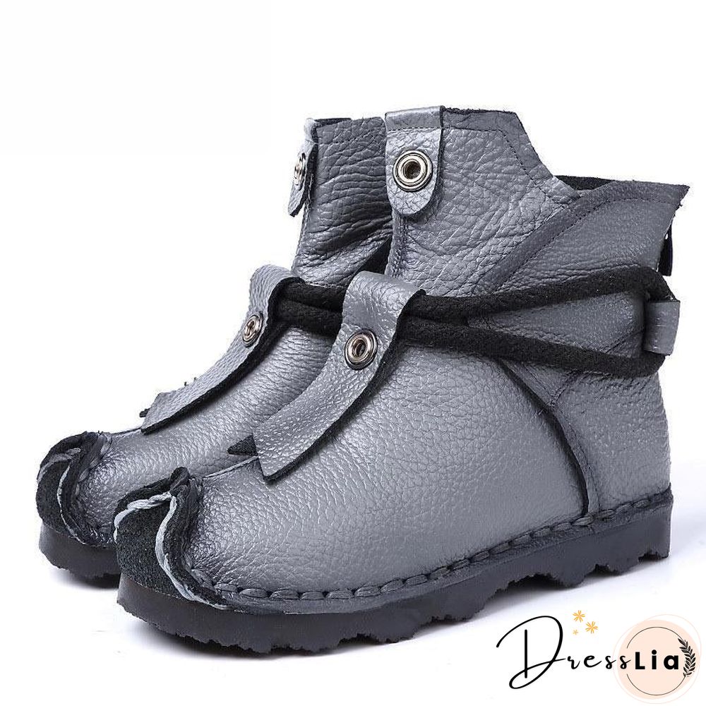 Women Genuine Leather High Quality Fashion Short Flats Ankle Boots