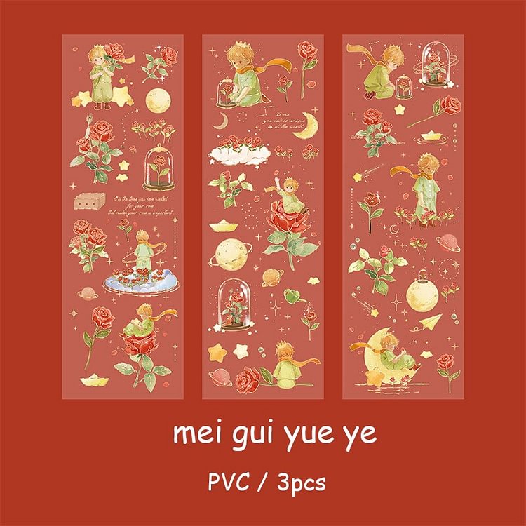 Journalsay 3 Sheets Cute PVC Bronzing Sticker DIY Journal Background Decoration Collage Stationery Stickers