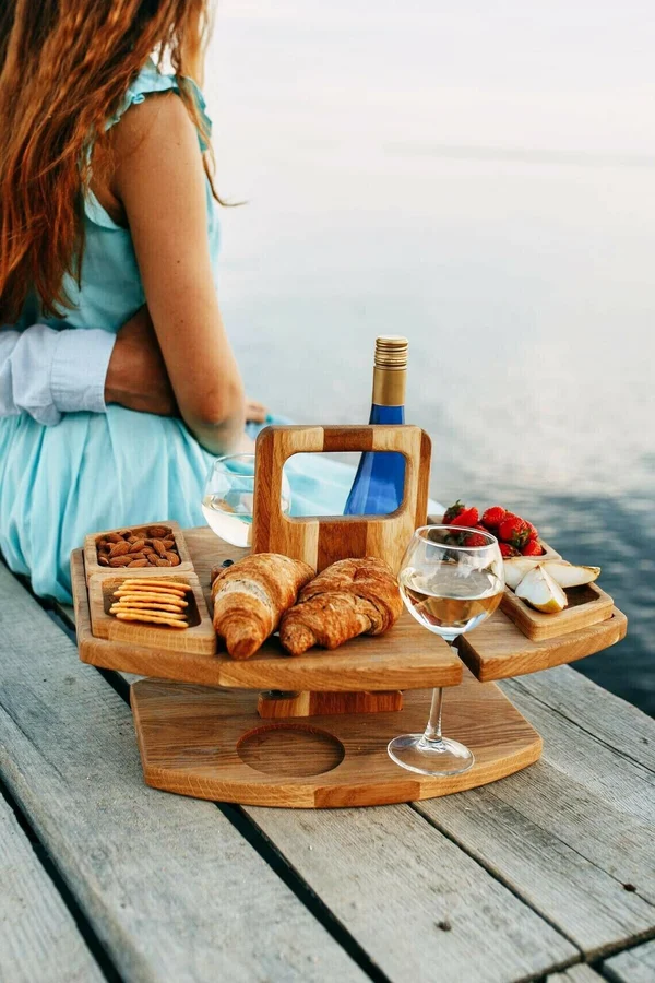 🔥kukelife🔥Docenin™🍷PORTABLE WOODEN OUTDOOR PICNIC WINE TABLE🍷