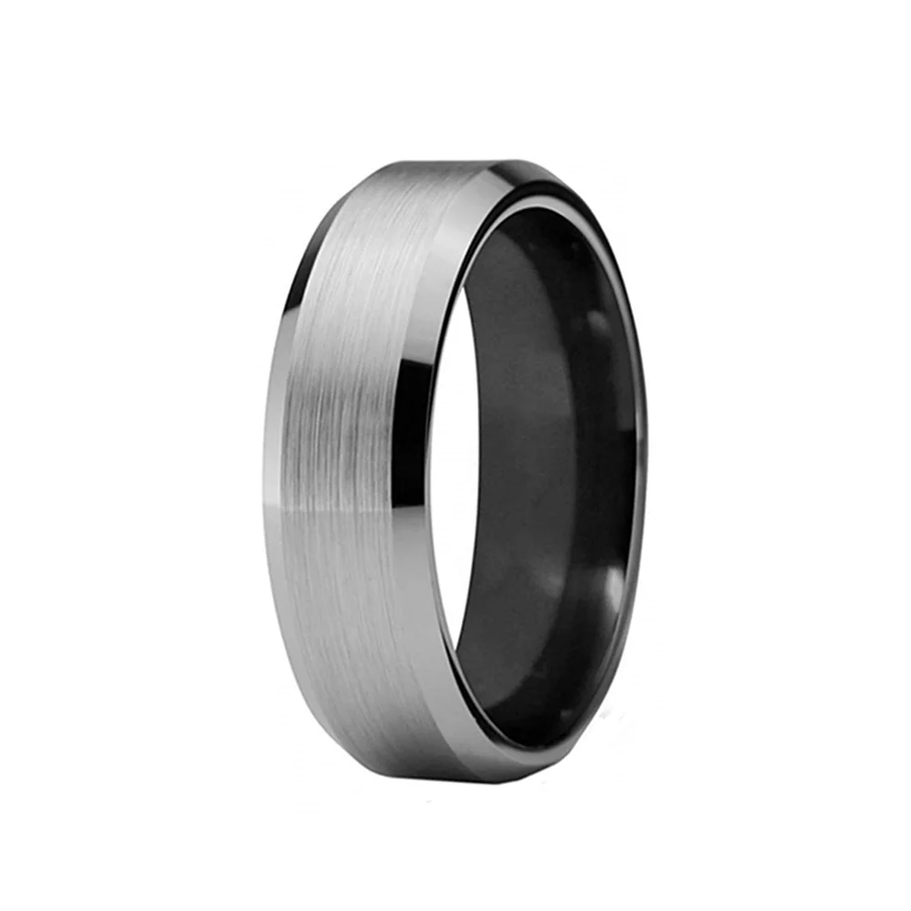6MM 8MM Brushed Surface With Beveled Edge Tungsten Carbide Rings Men Wedding