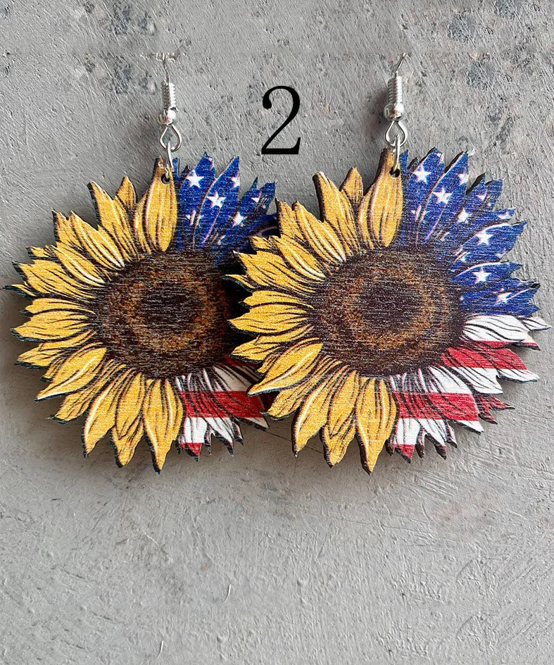 Stylish Independence Day Theme Print Fine Wooden Earrings Ornaments