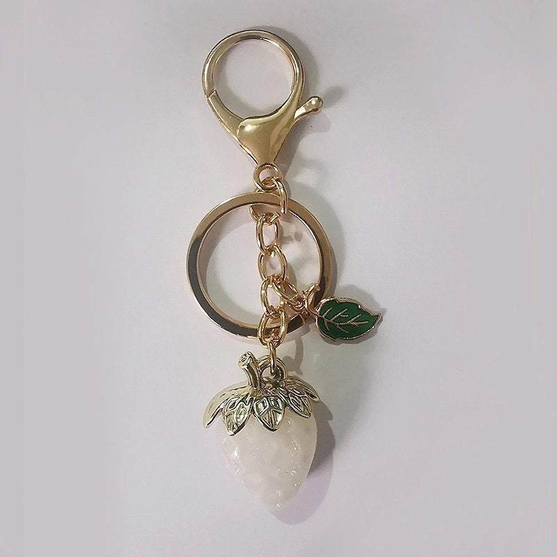 Pastoral Strawberry Alloy Resin Keychain