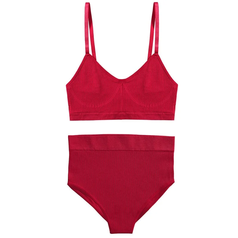 FINETOO Seamless Women Bra Panties Set Push Up Sports Tank Tops +Panty Sets Sexy Active Bra Lingerie Fitness Crop Top Underwear