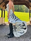 Zebra Pattern Sexy Split-Front Maxi Dress