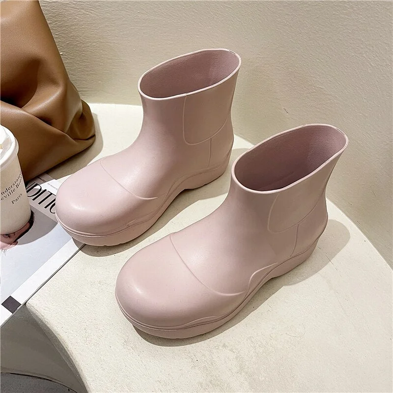 Women Lady Slip on Sandal Cool Boots Shoes Summer New 2021 Woman Feminino Waterproof Rubber Overshoes Cool Boots Antiskid Shoes
