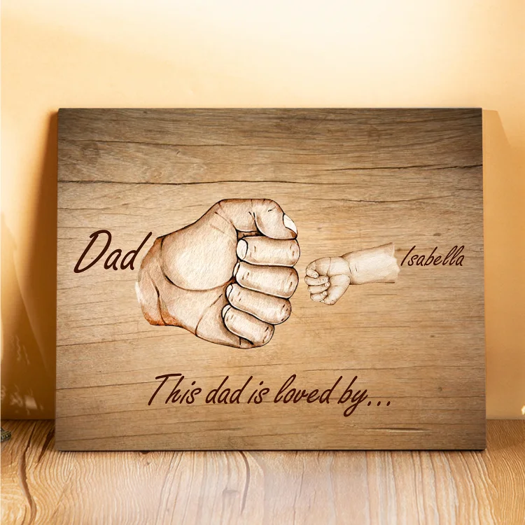 2 Names-Personalized Dad Family Fist Bump Frame Wooden Ornament Custom Text Plaque Home Decoration for Father