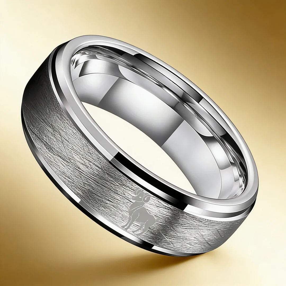 Men Women Aries Tungsten Carbide Rings Steps Sliver Tungsten Wedding Bands 4MM 6MM 8MM