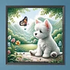 Hund spielender Schmetterling - runder Bohrer Diamond Painting - 40*40cm