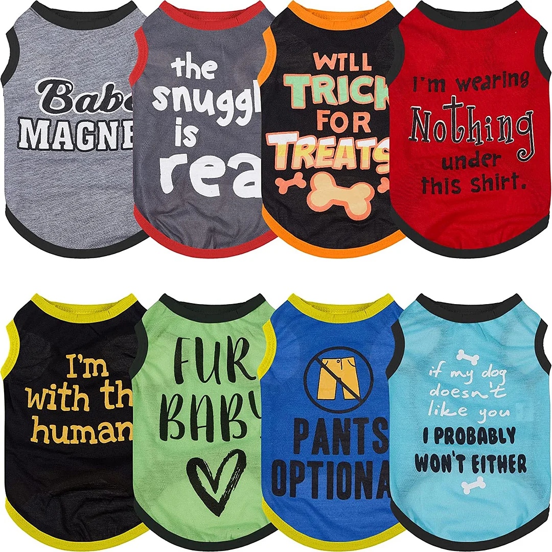 24 Pieces Printed Puppy Shirts Colorful Summer Sweatshirt Cotton Soft  Breathable Pet T-Shirt Pullover Clothes for Small to Medium Dogs Puppy Cats  (L) : : Pet Supplies