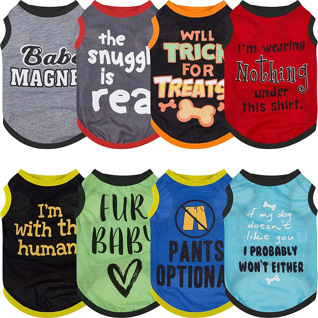  ZHANG Summer Dog Shirts, pet Vests with Letters Printed with  Various Patterns, Trendy Dog Clothes, Puppy Clothes, pet Clothes (Color :  White, Size : S) : Pet Supplies