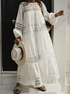 Stylish Embroidered Long Sleeve Loose Vacation Maxi Dress