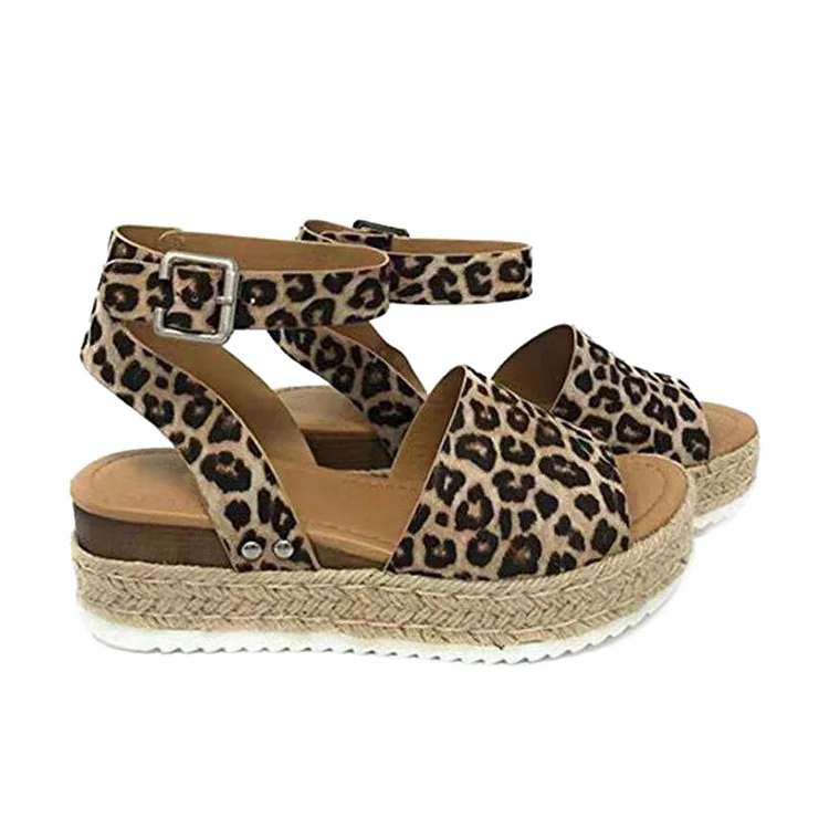 Leopard Platform Sandals Breathable Women Summer Casual Peep Toe Shoes-281315-Annaletters