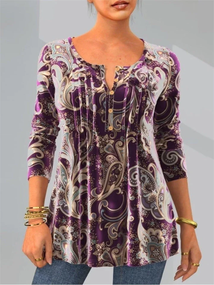 Women's New T-shirt Fashion Printing Printing and Dyeing Round Neck Long-sleeved T-shirt Tops S,M,L,XL,XXL,3XL,4XL,5XL