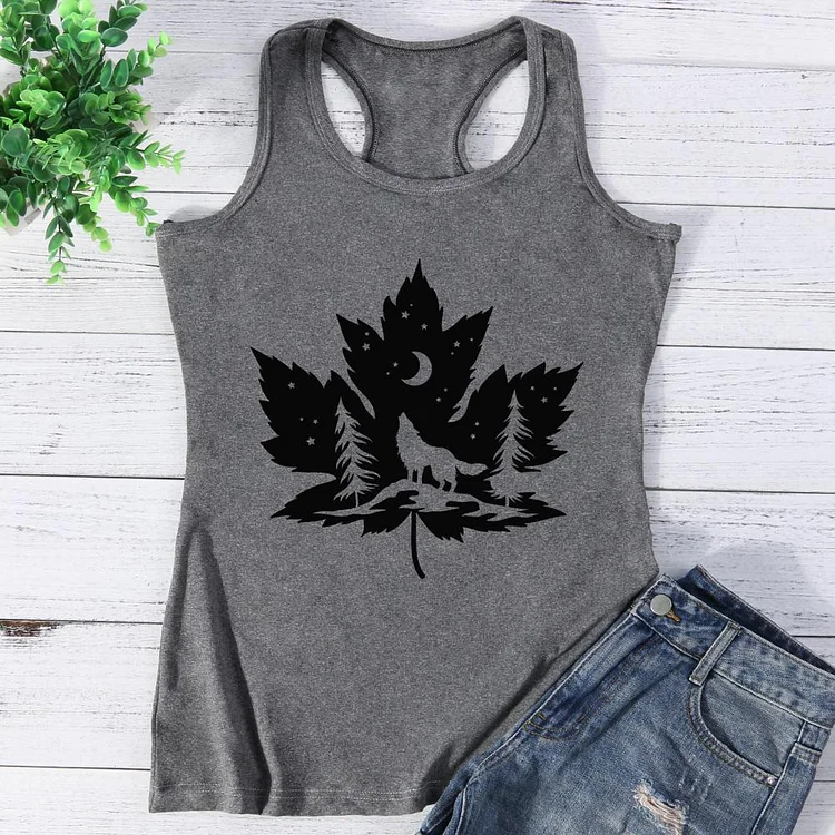 Wolf and maple leaf Vest Top-Annaletters