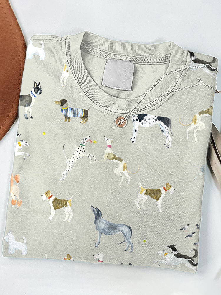 Cute Dogs Art Print Short Sleeve T-Shirt
