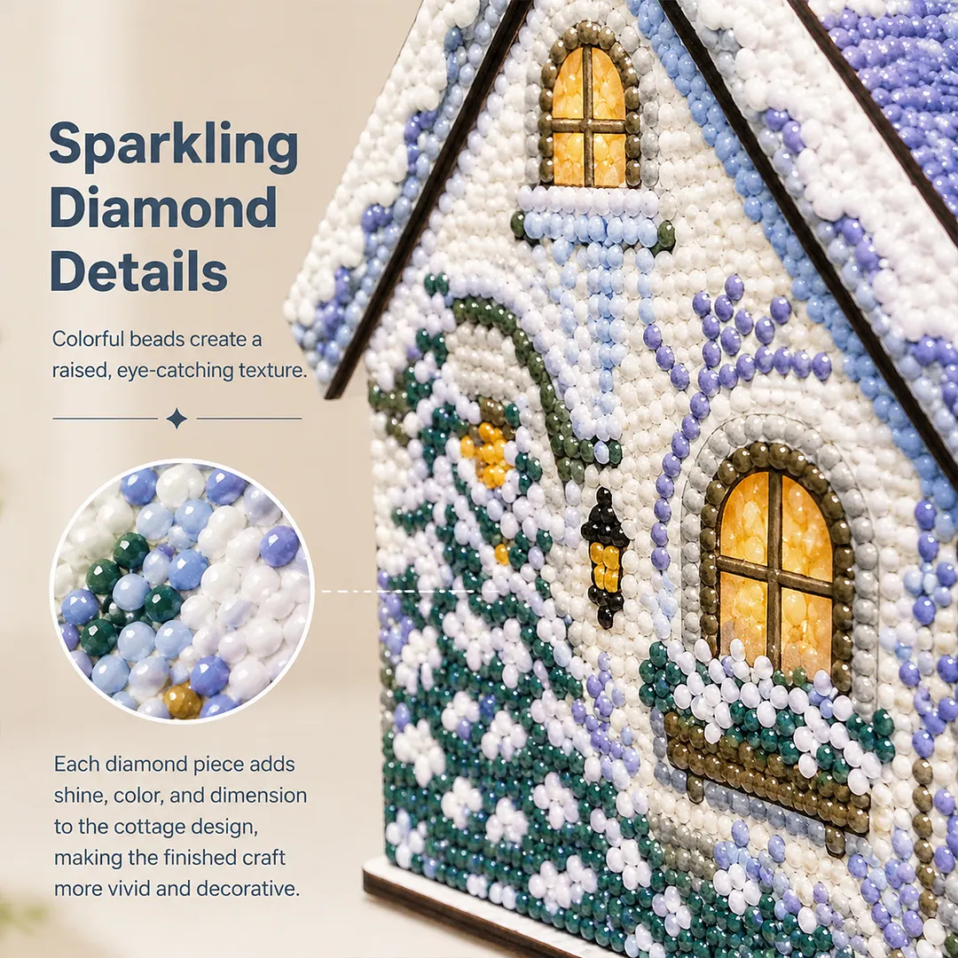 DIY Wooden House Diamond Art Painting Kit for Adults Home (Winter snowfield)