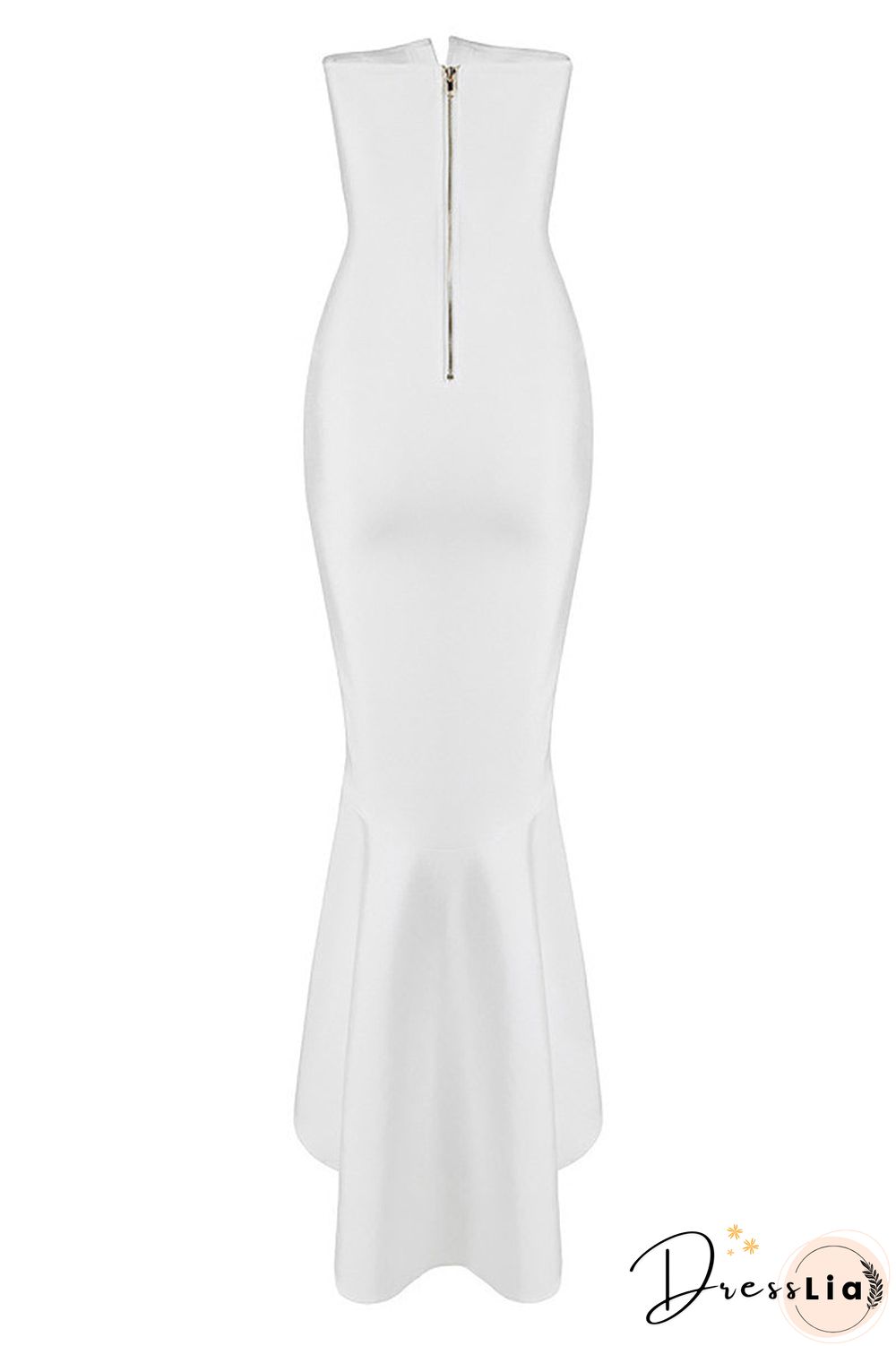 White Long Mermaid Strapless High Low Prom Dress