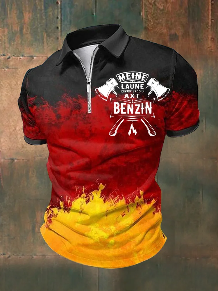 Men's Meine Laune Schwankt Zwischen Axt Und Benzin Printed Short Sleeve Hemd und Shorts Shirt
