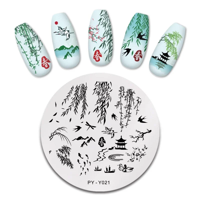 PICT YOU Spring Series Nail Stamping Plates Stencil Stainless Steel Tools Nail Art Stamp Template Design Printing Tools-Nail Inspo