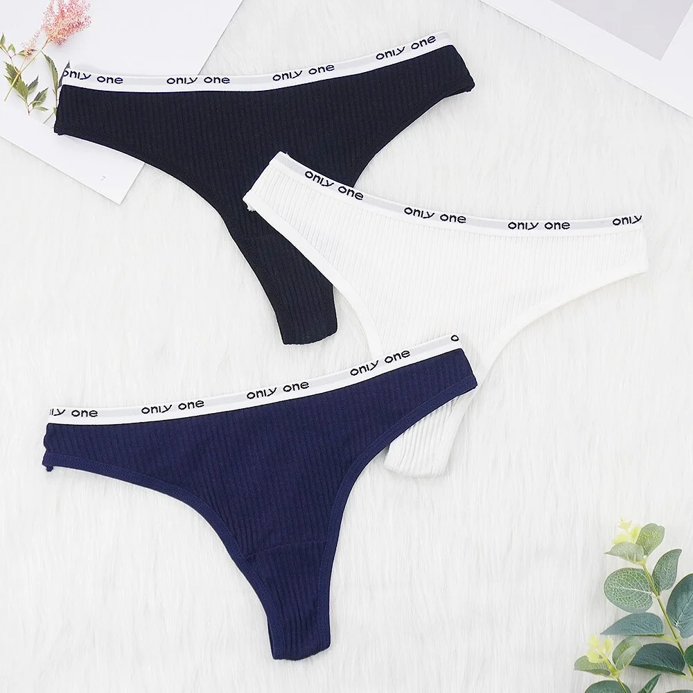 Billionm Sexy Panties for Women Thongs Bikini Ladies Lingerie Underwear Cotton Breathable Sporty Thread Letter Low Rise T Back