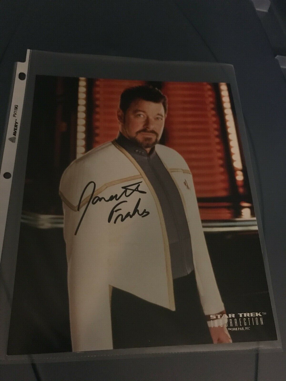 Jonathan Frakes Star Trek Insurrection William Riker Autographed 8X10 Photo Poster painting COA