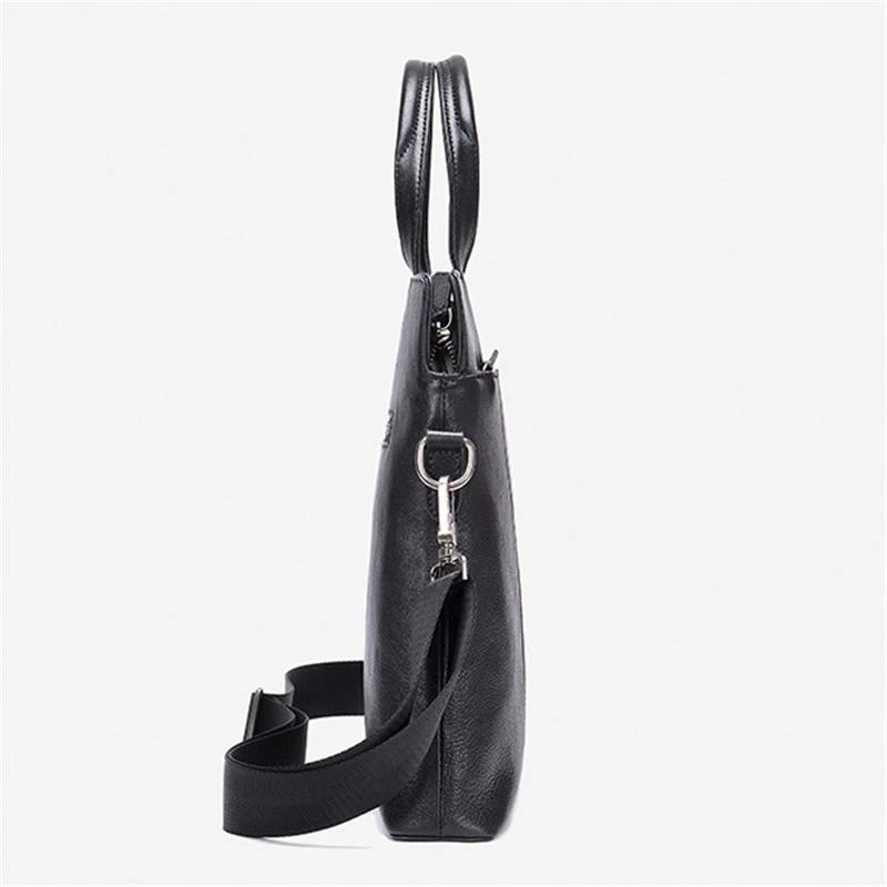 Men's Genuine Leather Casual Business Handbag Solid Color Crossbody Bag