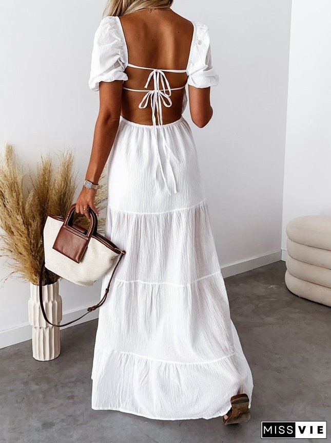 Women's Dresses Short Sleeve Off Shoulder Strap Dress