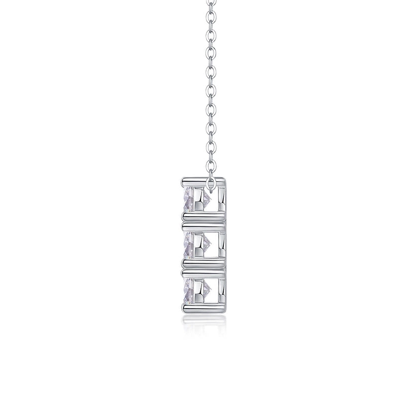 925 Sterling Silver Moissanite Inlay Geometric GRA Certificate Pendant Necklace