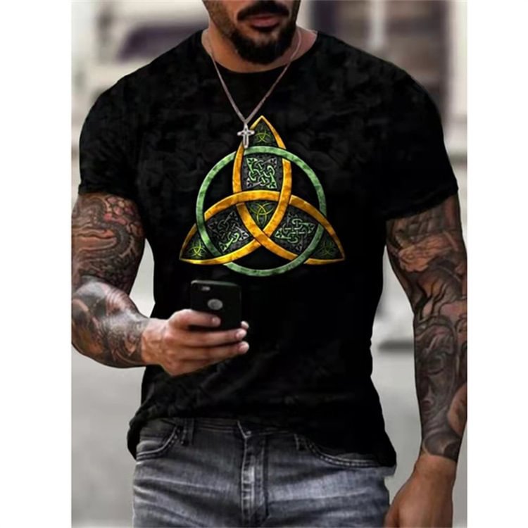 3D Printed Old Large Men's Short Sleeve Ethnic Letter Style T-shirt | EGEMISS