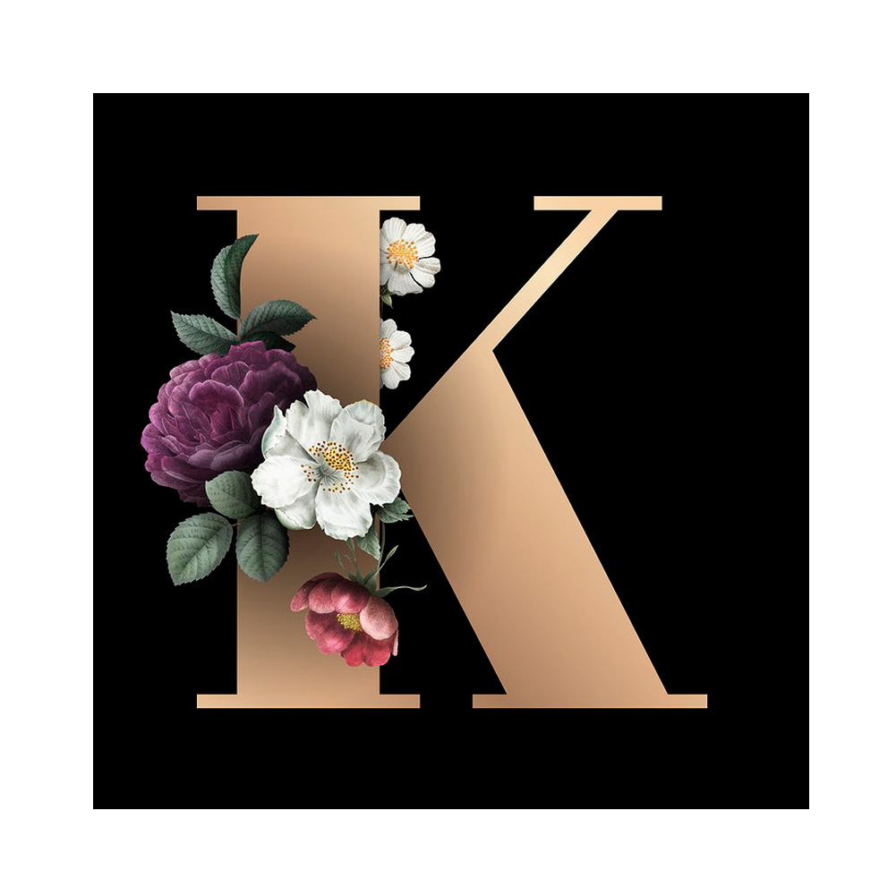 

30*30CM - Round Drill Diamond Painting - Flower Letter K, 501 Original