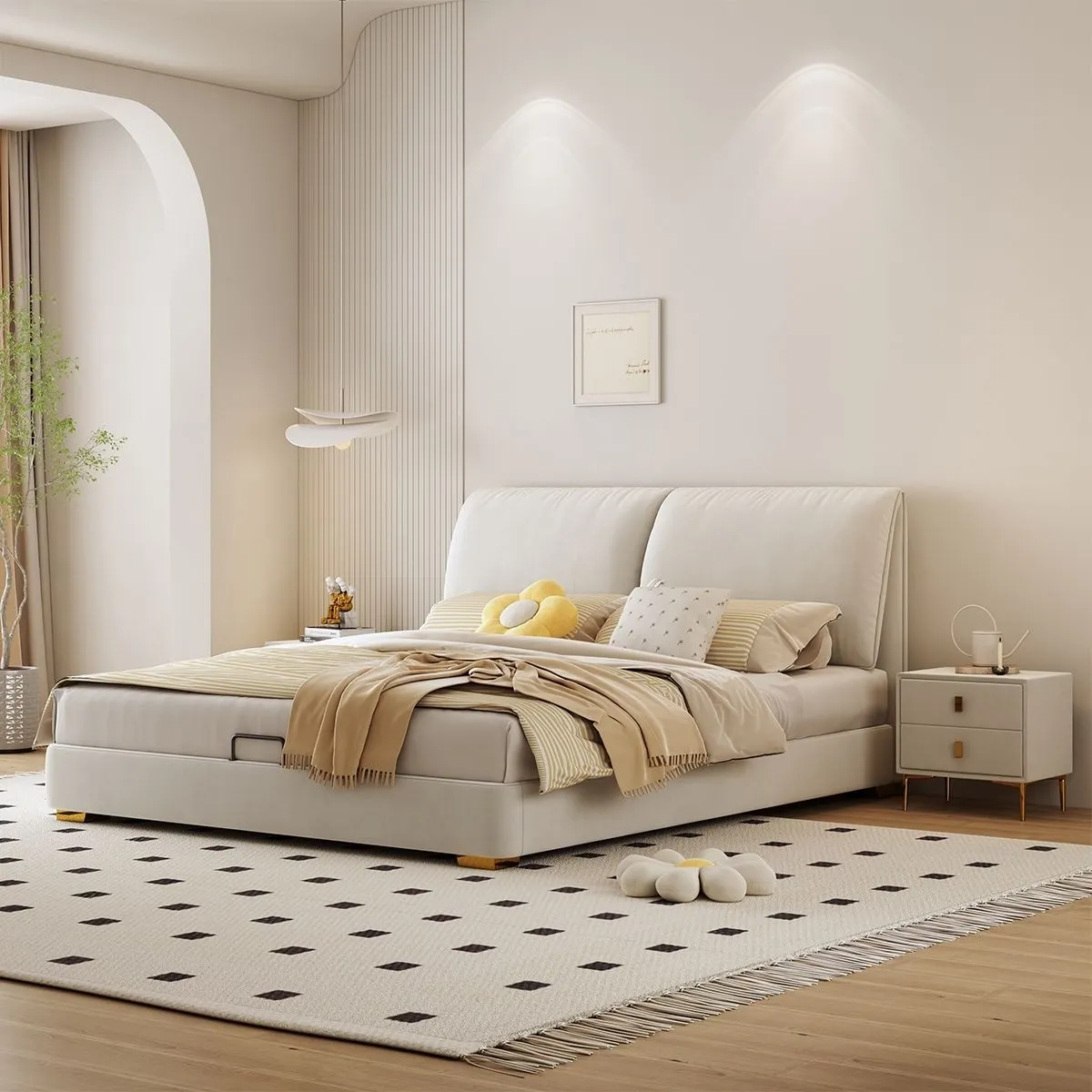 Elephant Ear Upholstered Bed — Product view