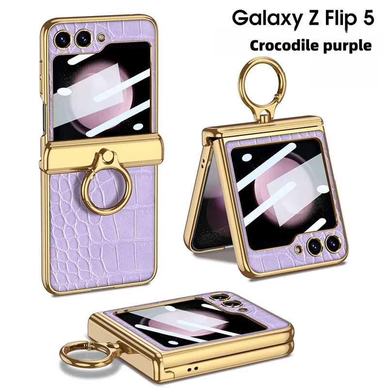 Suitable for Samsung Zfilp5/4/3 Leather Stand Ring Phone Case