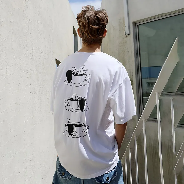 Reading And Falling Asleep In Coffee Printed T-shirt