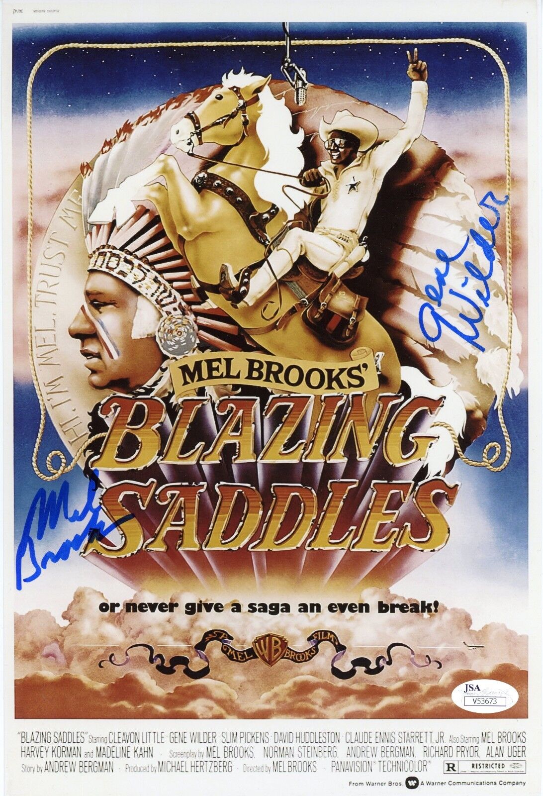 BLAZING SADDLES Authentic Hand-Signed Gene Wilder - Mel Brooks