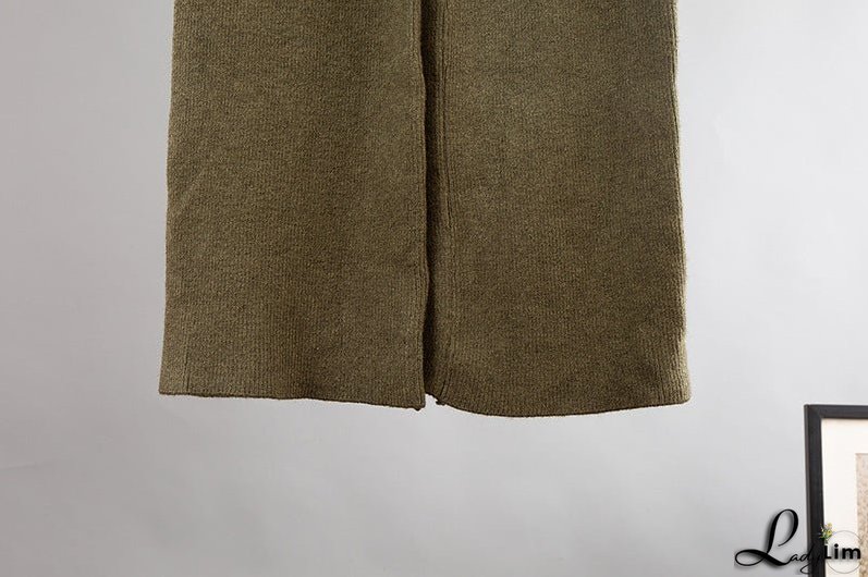 Wide-Leg Pants Suit with V-Neck Cardigan Sweater