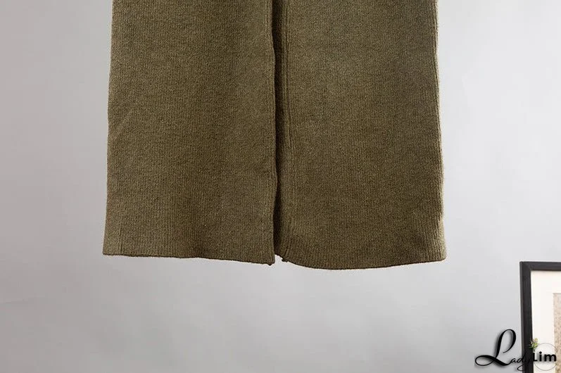 Wide-Leg Pants Suit with V-Neck Cardigan Sweater